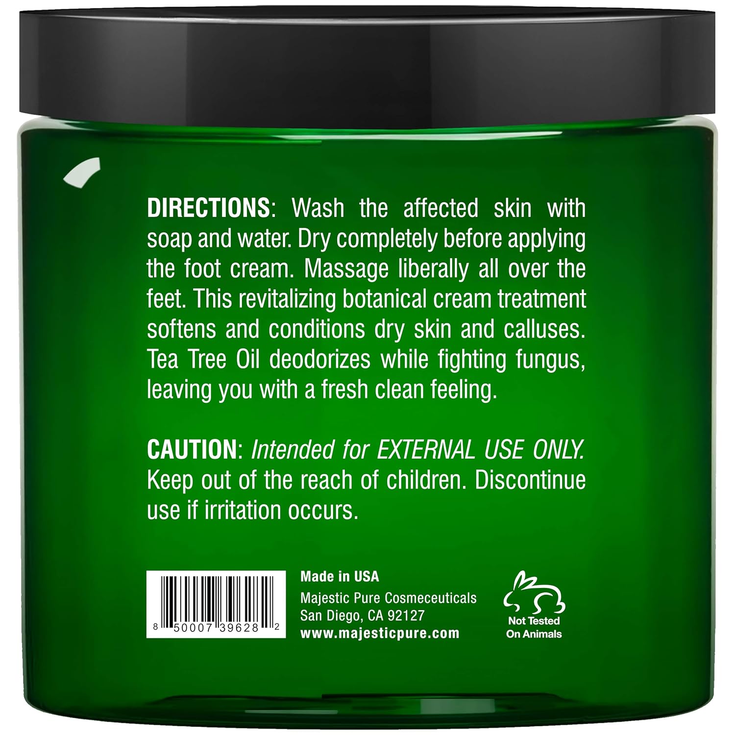 MAJESTIC PURE Athletes Foot Cream with Tea Tree Oil, Aloe & Spearmint - Hydrates, Softens & Conditions Dry Cracked Feet, Heel and Calluses, - Helps Soothe Irritated Skin - 8 oz : Beauty
