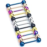 Oufksiyy Tongue Rings Nipple Piercing Jewlery Surgical Steel 16mm 14G Tongue Piercing Jewelry Nipplerings for Women Men Tongue Jewelry Nipple Jewelry 14 Gauge Nipple Barbell 6 Pair