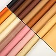 18 Pieces Faux Leather Sheets, 8×12 inches Soft Leather Fabric Sheets Suitable for Making Bows, Leather Earrings, Hair Accessories DIY Projects(Light Brown)