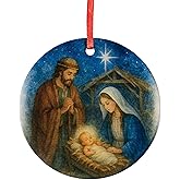 Holy Family Nativity Scene Acrylic Ornament - Catholic & Christian Christmas Decor - Star of Bethlehem, Religious Decorative Hanging Ornaments for Tree