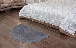 Half Circle Bohemian Bathroom Rug with Handwoven