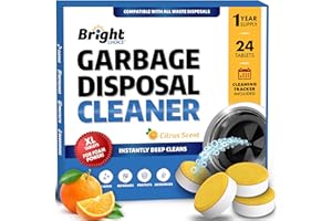 BRIGHT CHOICE Garbage Disposal Cleaner and Deodorizer Tablets - 24 Pack, XL Citrus Foaming Tablet for Kitchen Sink Freshener, Drain Cleaner & Odor Eliminator - 1 Year of Sink Cleaning Supply