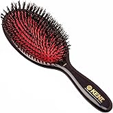 Kent CSFM Classic Shine Large Oval Cushion Straightening Brush and Hair Detangler - Natural Black Boar Bristle Hair Brush - Shine Hair Brush and Scalp Scrubber for Shoulder to Mid-Length Hair