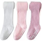 EPEIUS Baby Tights Baby Girls Non-Slip Plain/Ribbed Leggings Seamless Cotton Stockings Pantyhose Newborn Infant Toddler