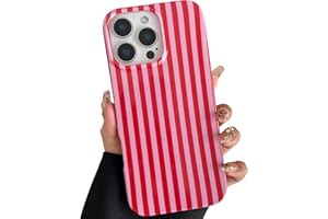 TQLGY for iPhone 16 Pro Max Case Cute Striped Phone Case Soft TPU Slim Shockproof Protective Cover for Women Girls, Red and P