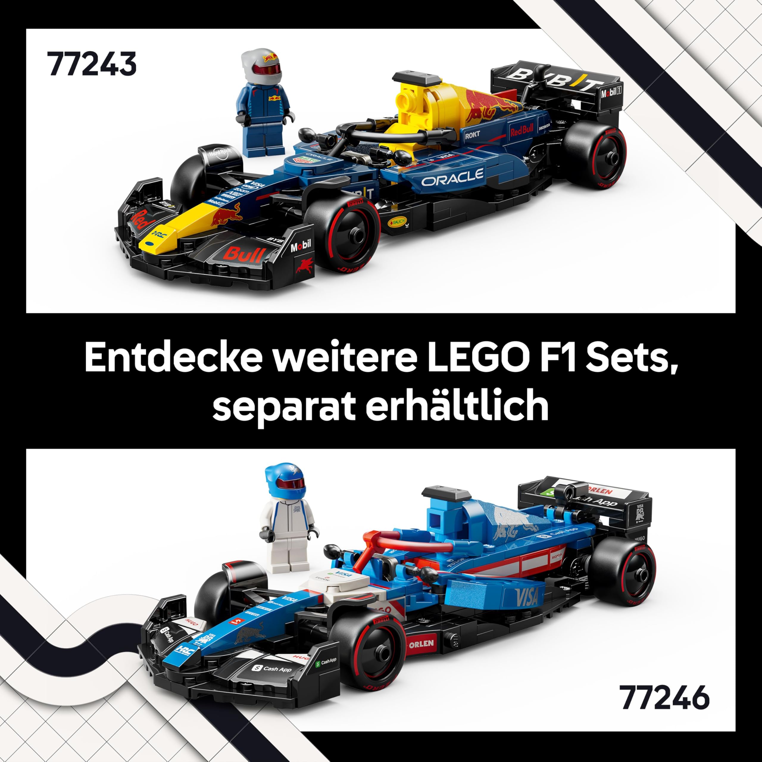 LEGO Speed Champions Oracle Red Bull Racing RB20 F1 Rennauto - Modell für Erwachsene mit Formel 1 Minifigur zum Sammeln - Ausstellungsstück und Geschenk für Fans von Motorsport & Rennwagen 77243 8