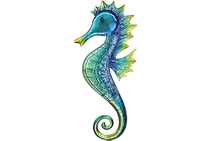 JOYBEE HOME&GARDEN JOYBee 18inch Metal Large Seahorse Wall Art Decor,Christmas Decorations,Bathroom Ocean Glass Art Outdoor Hanging Beach Theme Decorations for Outdoor Indoor Kitchen Garden Patio,Porch or Fence