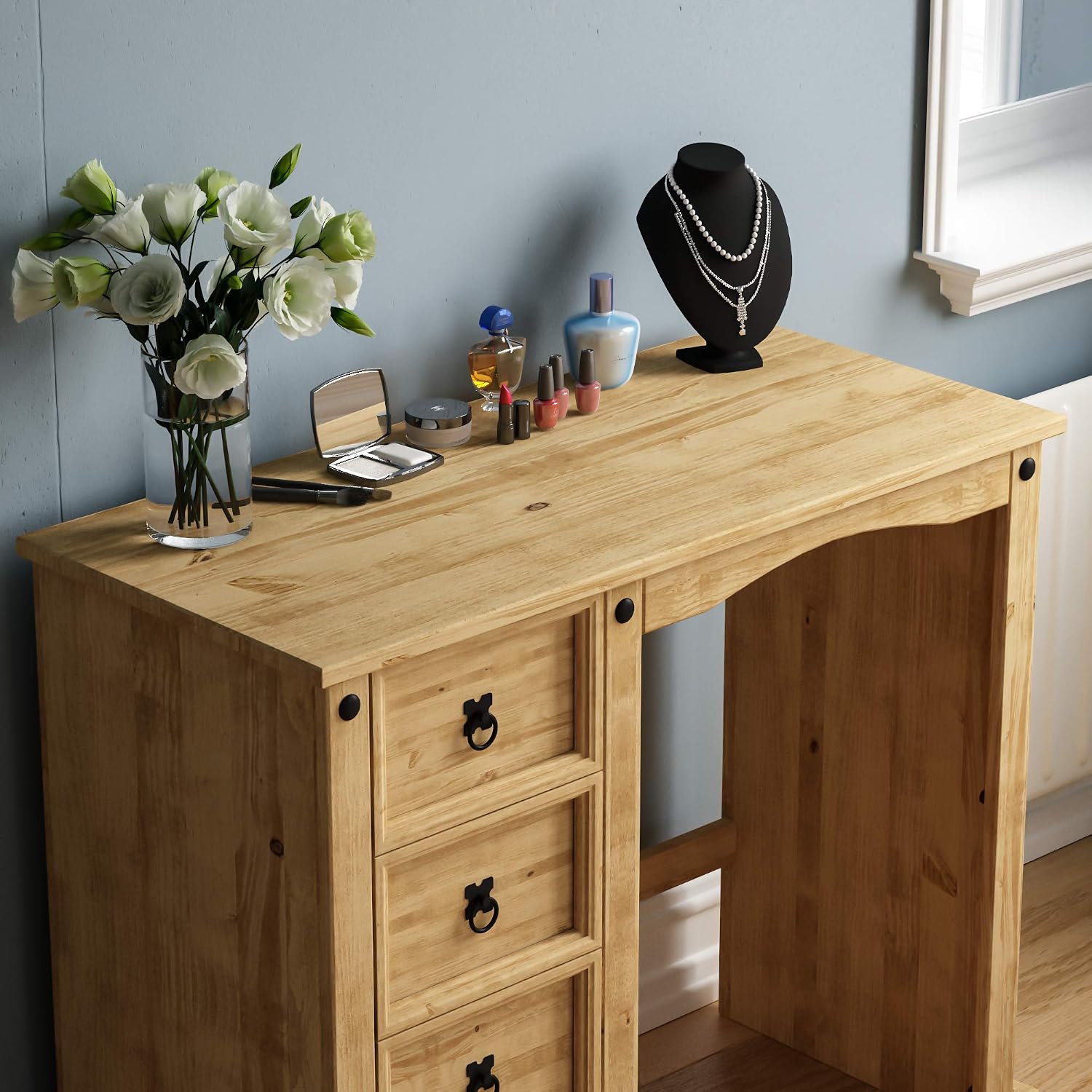 Vida Designs Dressing Table, Solid Pine Wood, 84 cm x 100 cm x 47 cm, 45 x 100 x 84 cm - Image 4