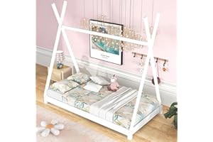 BELLEMAVE Wood Montessori Floor Bed Frame Twin Size, Twin Floor Bed with Slats and Triangle Structure, Kids Floor Bed Twin Size/Montessori Bed for Kids, Girls, Boys, Twin Bed Frame Whit