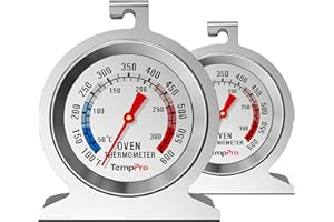ThermoPro 2-Pack Oven Thermometer for Gas Oven, 50-300°C/100-600°F Smoker Temperature Gauge with 431 Stainless Steel, Analog 