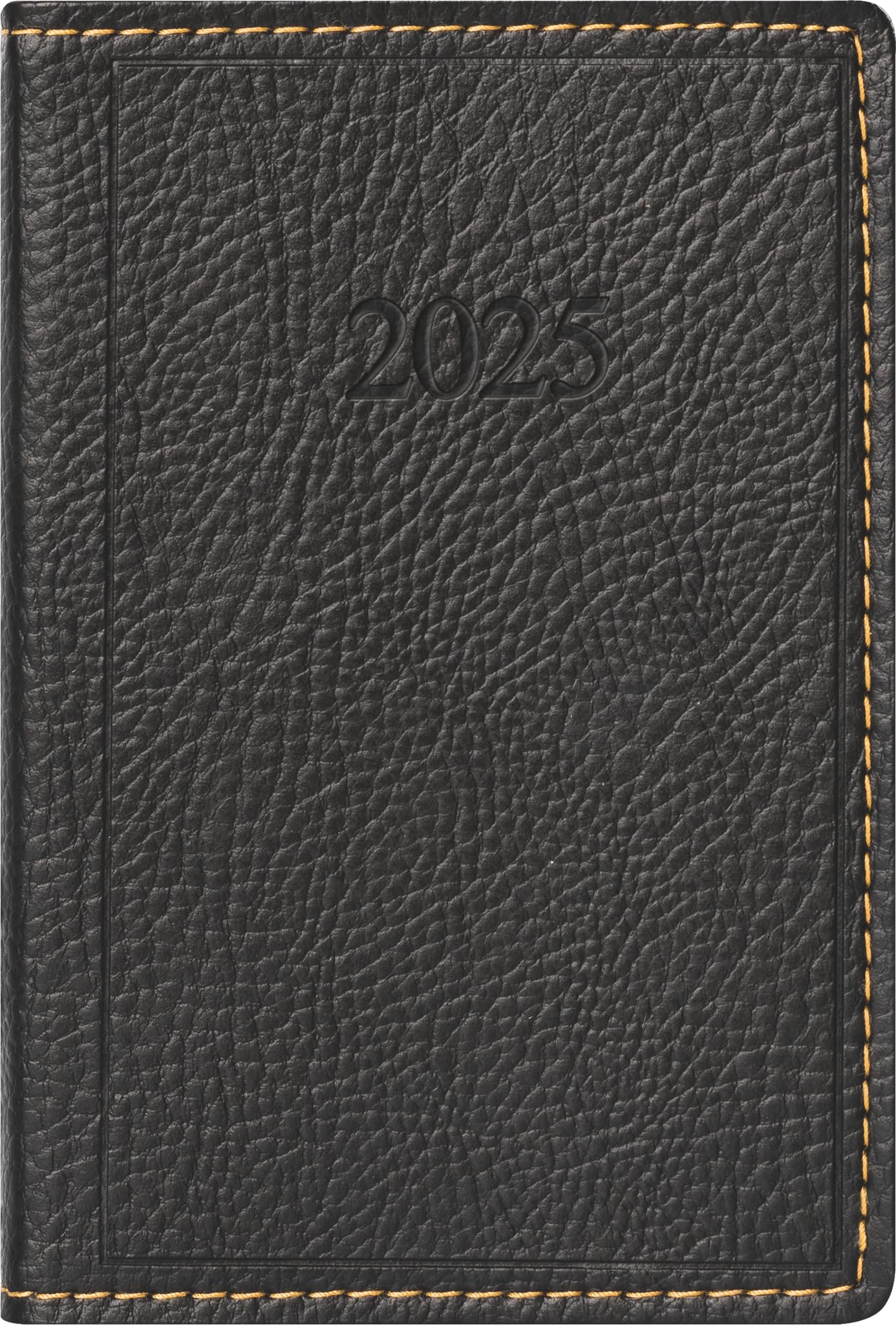rido/idé Pocket Diary Model Partner/Industrie I (2025), 2 Pages = 1 Week, A7, 224 Pages, Faux Leather Cover, Prestige, Black