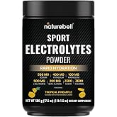 NatureBell Sport Electrolytes Powder Drink Mix, 500 g. No Sugar | Sodium, Potassium, L-Glutamine, Beta-Alanine, B Vitamins, Coconut Water. Tropical Pineapple Flavor. Zero Calories. Non-GMO.