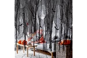 Niurui Halloween Creepy Cloth (510 x 39 in.) Black Scary Gauze Cloth Spooky Halloween Decorations Party Supplies Decor Outdoor Yard Home Wall Haunted House Doorways Patio Garden
