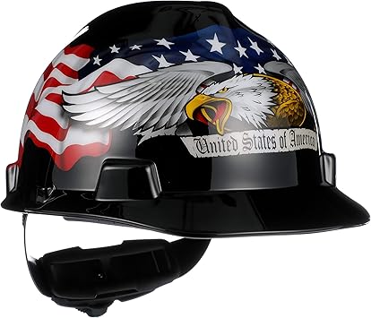 red white and blue hard hat