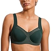 SYROKAN High Impact Sports Bras for Women No Uniboob Unlined Underwire Adjustable Cross Back Bra