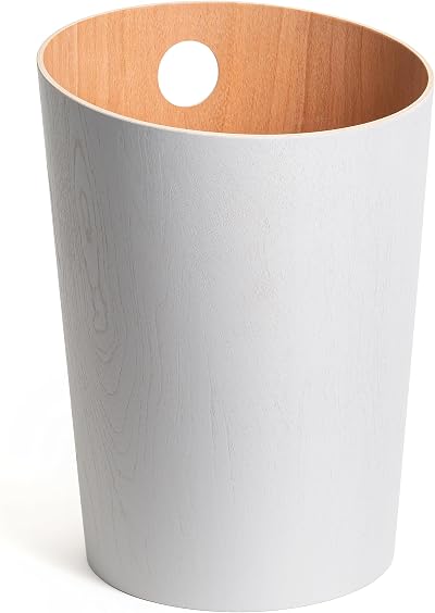 Kazai Bennet Design Paper Bin White Wood Veneer Office Trash Can