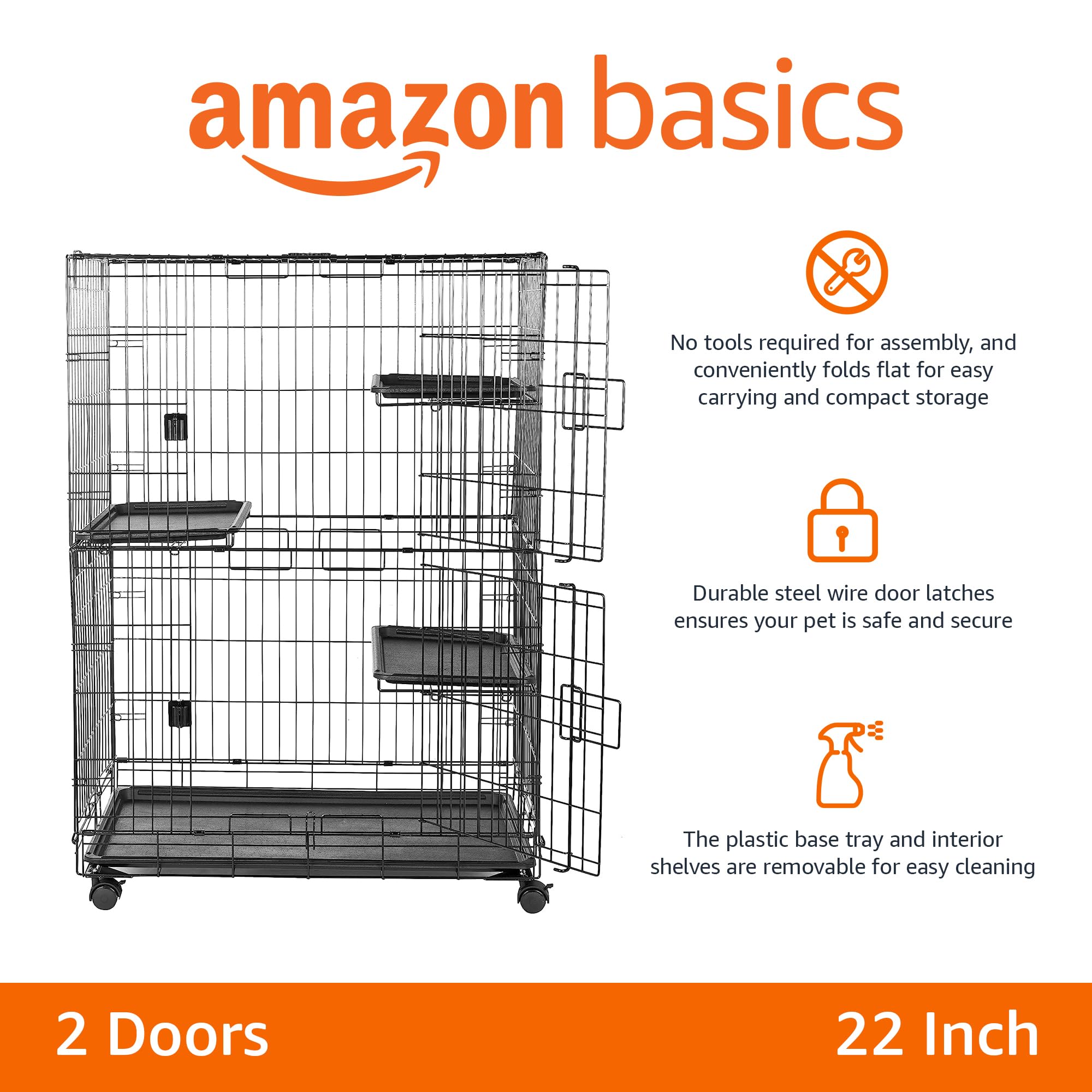 Amazon Basics Large 3Tier Cat Durable,Pliable Cage Playpen Box Crate
