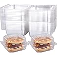 Haomian 100 Pcs 5x5 Inch Clamshell Take Out Tray Take Out Containers Plastic Hinged Food Containers Disposable Takeout Box Tr