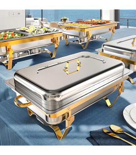 Buffet-Warmhaltegeschirr-Set (2-teilig) – 8 QT Edelstahl, Gold/silber, Mit Gerollten Kanten