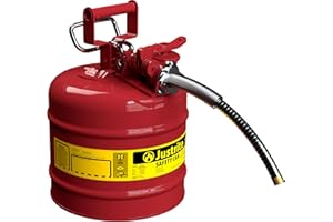 Justrite 7220120 - Galvanized Steel, AccuFlow Type II Red Safety Can with 5/8" Flexible Spout, Large ID Zone, Meets OSHA & NF
