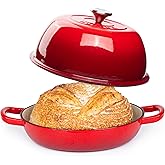 Enamelled Cast Iron Dutch Oven Pot – Dutch Oven For Sourdough Bread Baking – Cast Iron Bread Pot – Red, 6 Quarts, 26cm – by Nuovva