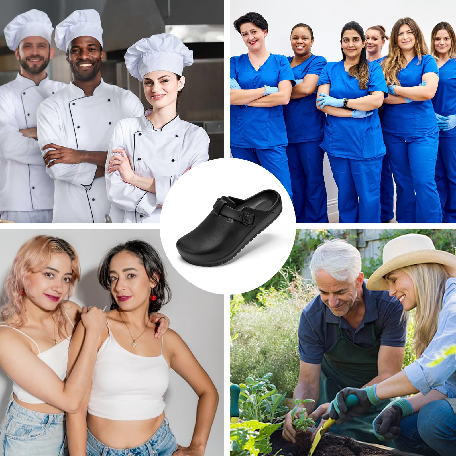 ZXT Arch Support Work Clogs Slip Resistant Orthopedic Shoes for Chef Nurse Garden Comfortable, Slip-On Cushion Slide Sandals