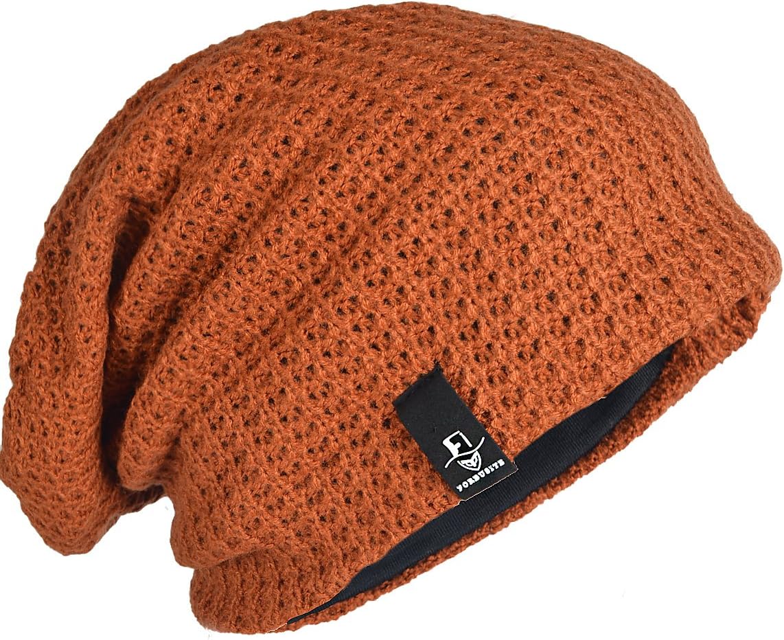 FORBUSITE Mens Slouchy Long Oversized Knit Beanie Cap for Summer Winter B08