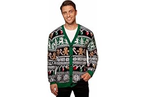 Arvilhill Men's Ugly Christmas Cardigan Xmas Knitted Sweater V Neck Button Jumper (S-XXL)