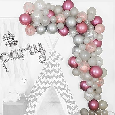 Amazon Pink White And Silver Baby Shower Decorations Balloon Arch