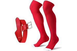 XZQTIVE Baseball Socks and Belt Combo,Over the Knee Softball Socks and Belt,Knee High Football Socks for Kids Youth Adults