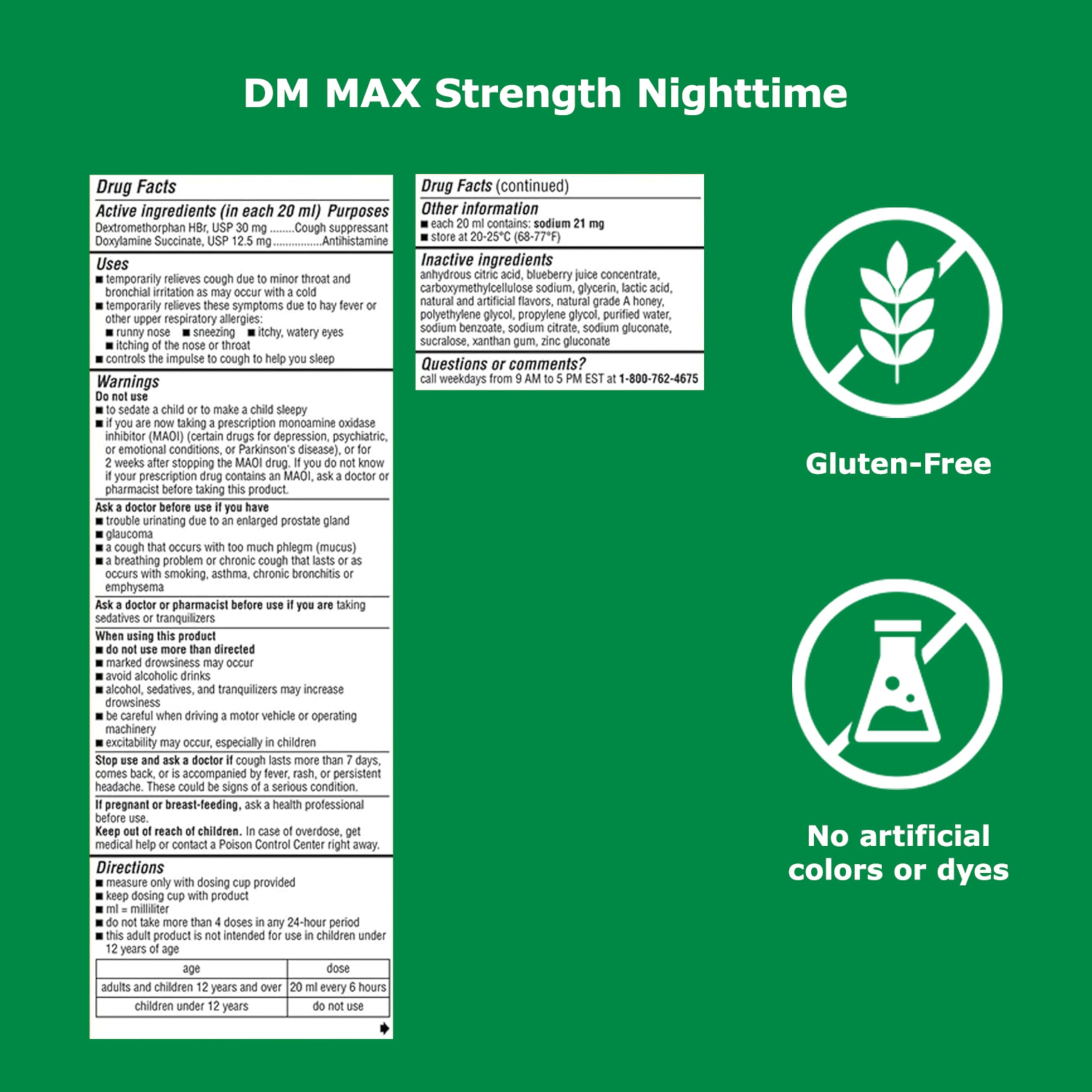 Robitussin Honey Nighttime Cough DM Max - Controls Cough, Runny Nose and Sneezing - Adult Formula, 4 Fl Oz