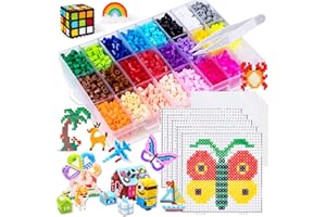 KXCOFTXI Pegboards for Perler Beads, 5000 Pieces Fuse Beads Kits Including 5 Large Perler Boards, 5 Tweezers and 5 Ironing Papers, Handmade Learn DIY Accessories Set Red