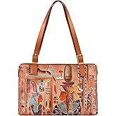 Anuschka Women’s Hand-Painted Genuine Leather Expandable Shopper Tote - Tooled Ancient Egypt Copper
