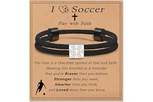 Lydow Baseball/Soccer/Basketball/Football Cross Bracelet for Son Boys Teen Players Team Lovers Grandson Men, Birthday/Valentines Day/Christmas Gifts