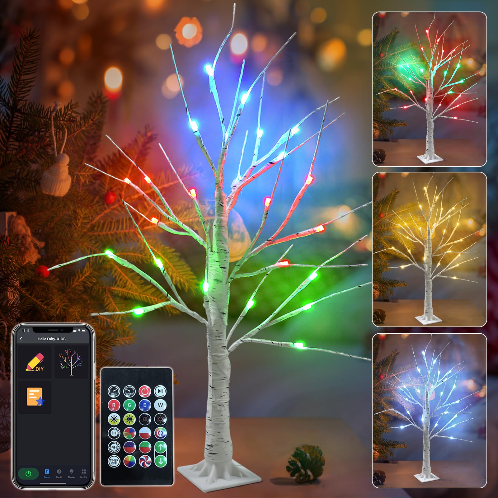 2FT Smart Christmas Decorations Birch Tree