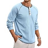 Men's Henley Shirt Long Sleeve Soft Stretch Button T-Shirt Casual Stylish Henley Pullover Shirts