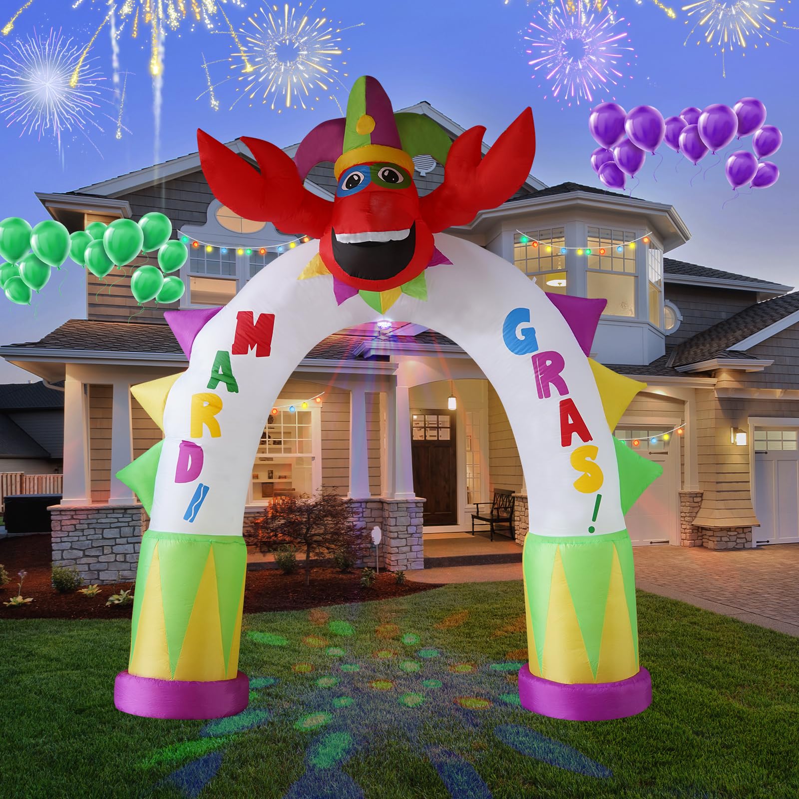 Photo 1 of [2026 New] 10FT Huge Lobster Arch Inflatable, Mardi Gras Inflatable Decoration Decorations, Build-in LED Lights, Blow up Outdoor Yard Decorations for Party, Indoor Home Celebration Garden Lawn