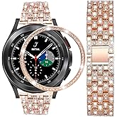 SPINYE Bands Compatible with Samsung Galaxy Watch 4 Classic 46mm, Jewelry Bling Rhinestone Diamonds Metal Bracelet with Bezel Ring Cover Watch Fase Replacement Accessories for Women Men.