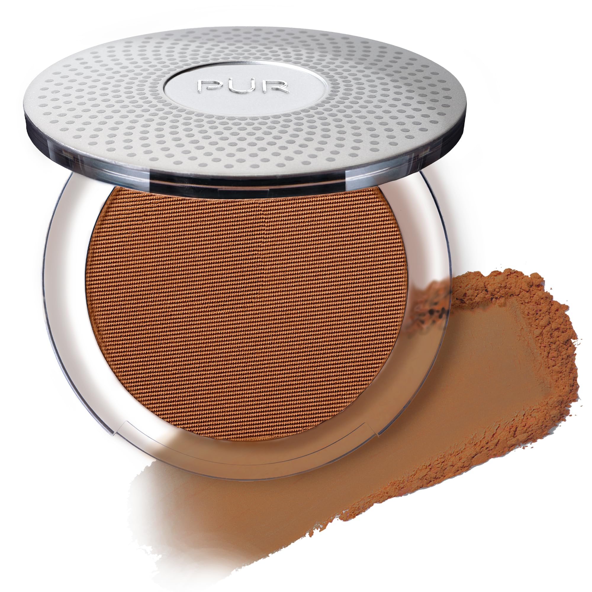 PÜR 4-in-1 Pressed Mineral Makeup Foundation, Full Coverage, SPF 15, Delivers Flawless, Breathable Coverage for All Skin Tones and Types, Gluten-Free, Vegan Friendly - Cinnamon 8g