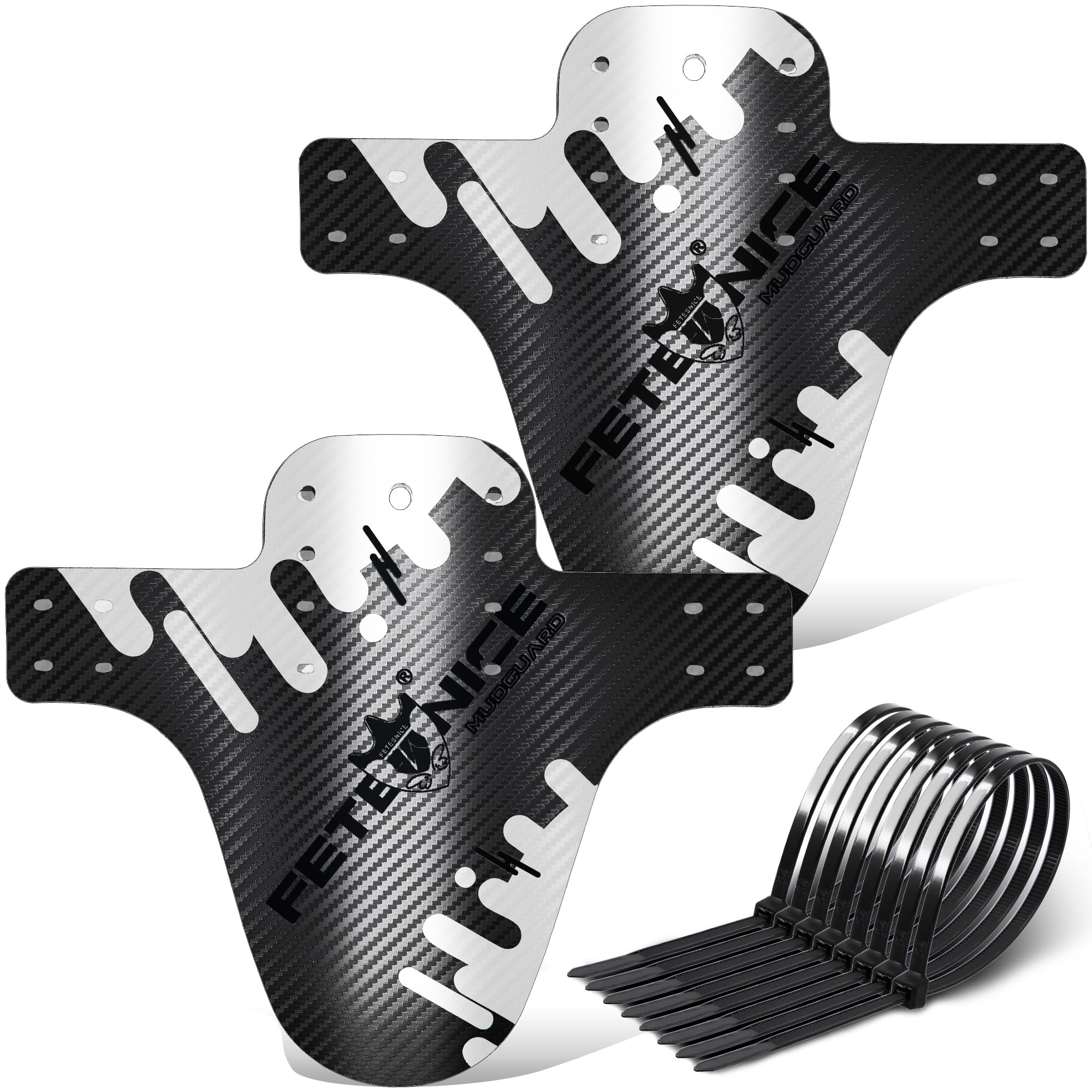 FETESNICE 3D Carbon Fibre MTB Mudguard Set – Thickened 0.8mm PP, Front & Rear Bike Fender Kit for Mountain Bikes (20–29”)