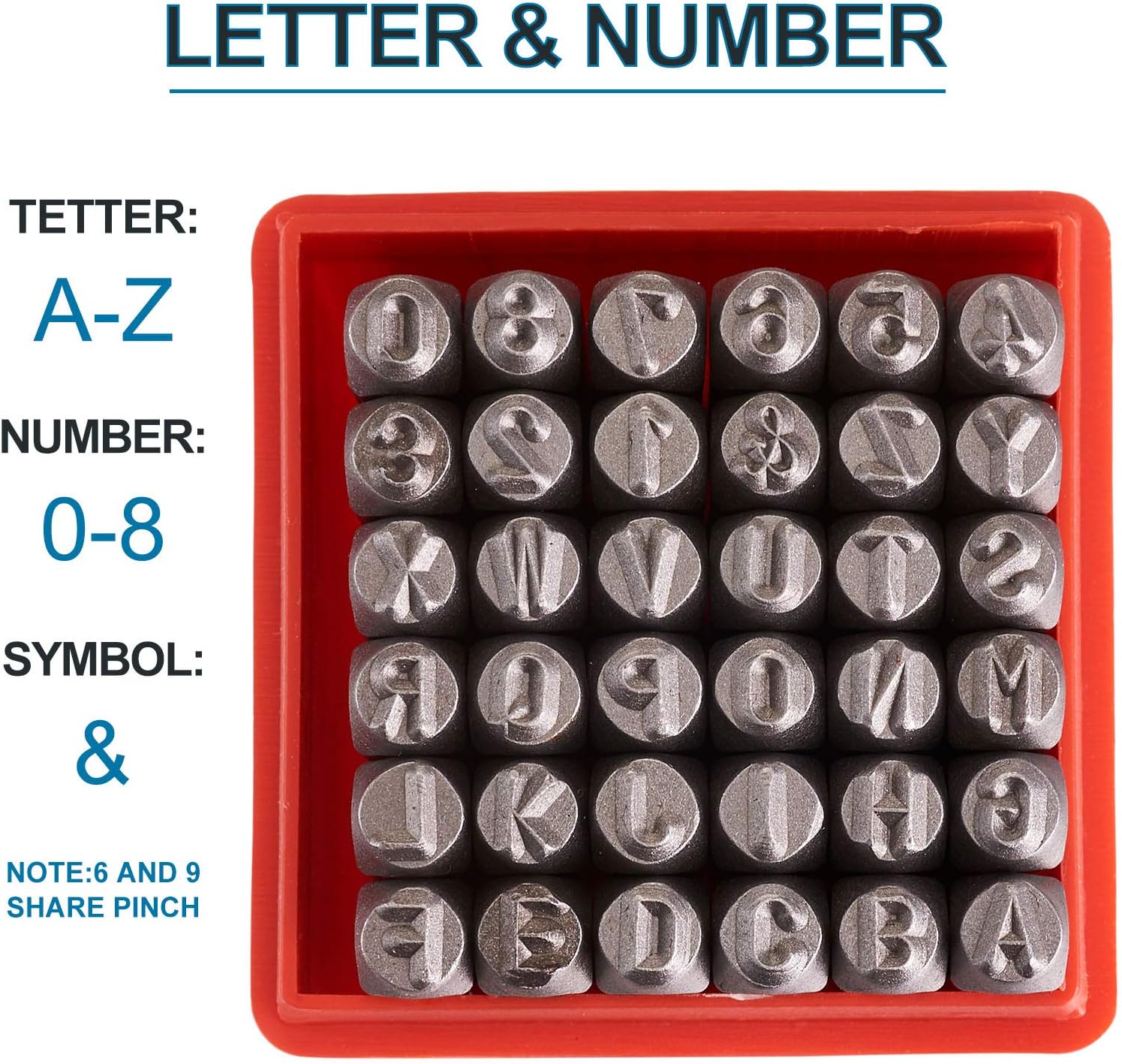 Beadthoven 36pcs Iron Iron Letter Alphabet Initials A~Z and Number 0~9 Seal Stamps Metal Steel Tag Pendant Stamping Tool Message Word Phrase Inked Set Black 60x6mm - Image 3