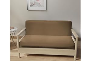 LANE LINEN Futon Covers Full Size, 100% Cotton Slipcovers, Full Size Mattress Cover for Futon Sofa Bed, Foldable Armless Sofa Cover, Zippered Couch Cover - Taupe