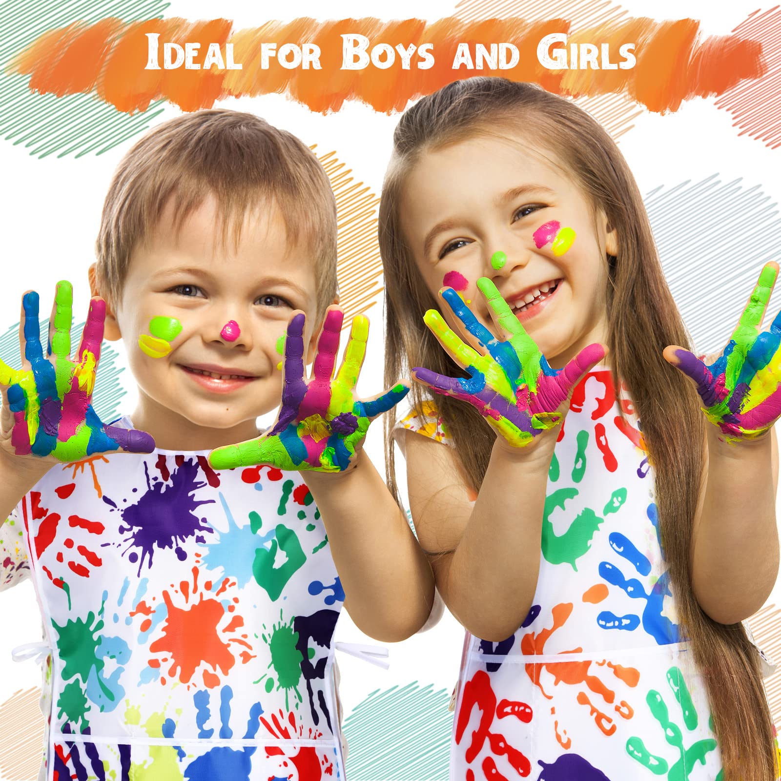 SATINIOR 2 Pieces Kids Art Smock Toddler Apron Waterproof Painting Artist Apron Sleeveless with 3 Pocket for Age 3-10 Years