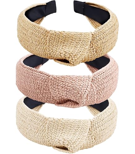 Amazon.com : Lvyeer 3 pack Straw Headbands Fashion Rattan  display picture 1