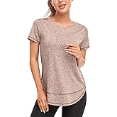 Abrooical Women's Short Sleeve Workout Shirts Crew Neck Sports Yoga Running Quick Dry Tops Side Split Tee