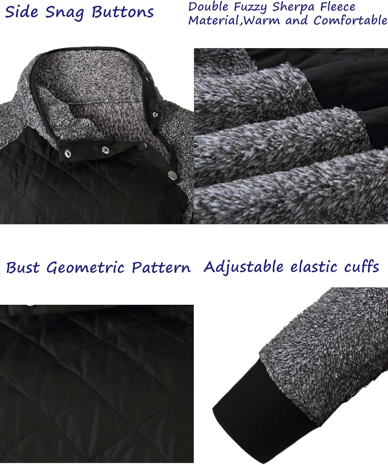 Romanstii Women Fleece Pullover Sweatshirt Oblique Button Neck Long Sleeve Warm Casual Coat Outwear(S-XXL): Clothing