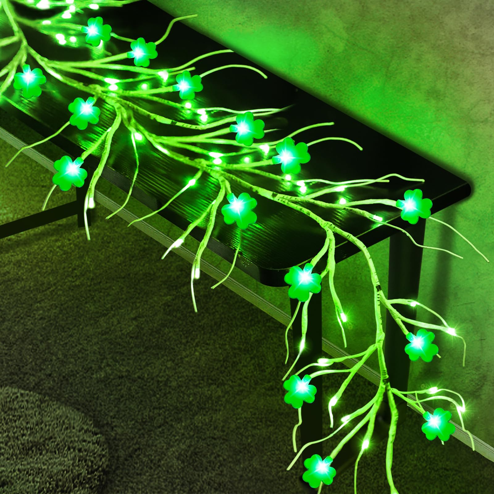 Photo 1 of [Timer & 8 Modes] 6 Ft 48 LED St Patricks Day Garland, St Patricks Day Decorations St Patricks Garland with Shamrock Lights St Patricks Day Lights St Patricks Day Decor for Home Table Mantle Porch