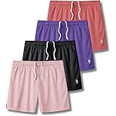 Liberty Pro 4 Pack: Girls Airy Mesh Active Athletic Sport Shorts, Youth Running Performance Clothes with Pockets