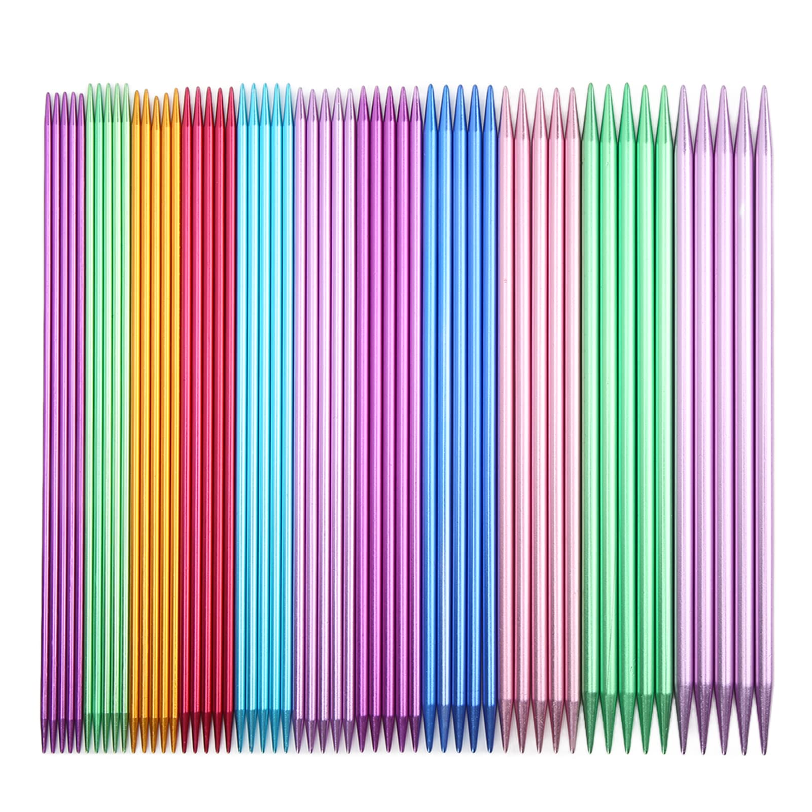 Aluminum Double Pointed Knitting Needles Set, 55 Pieces - 11 Sizes, Yarn Needles for Weaving & DIY Projects