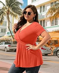 TIANZHU Plus Size Tops for Women Peplum Tunic Top